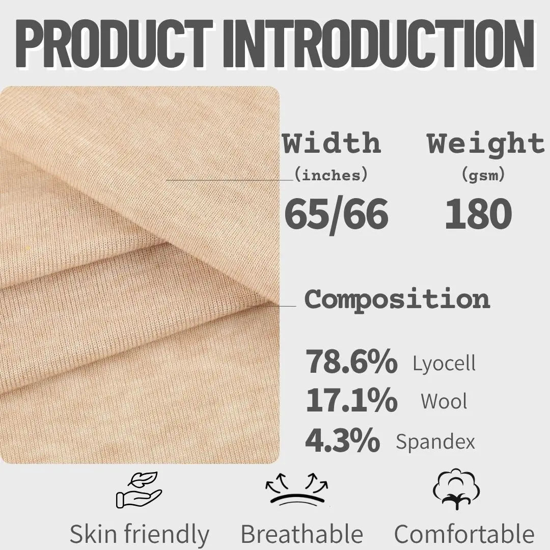 180 г/м² зичликдаги жун ва спандекс аралашмасидан тўқилган трикотаж мата — 40S ипли енгил ва юмшоқ бўялган материал. Футболка, жилет ва базавий кийим қатламлари (underlayer) учун мос