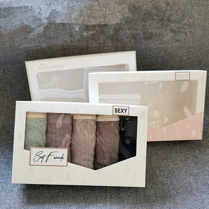 Кастом тайёрланган, нафис, қайта ишланган материалдан ясалган 4–5 дона ич кийим  жойлашадиган қадоқ қути.