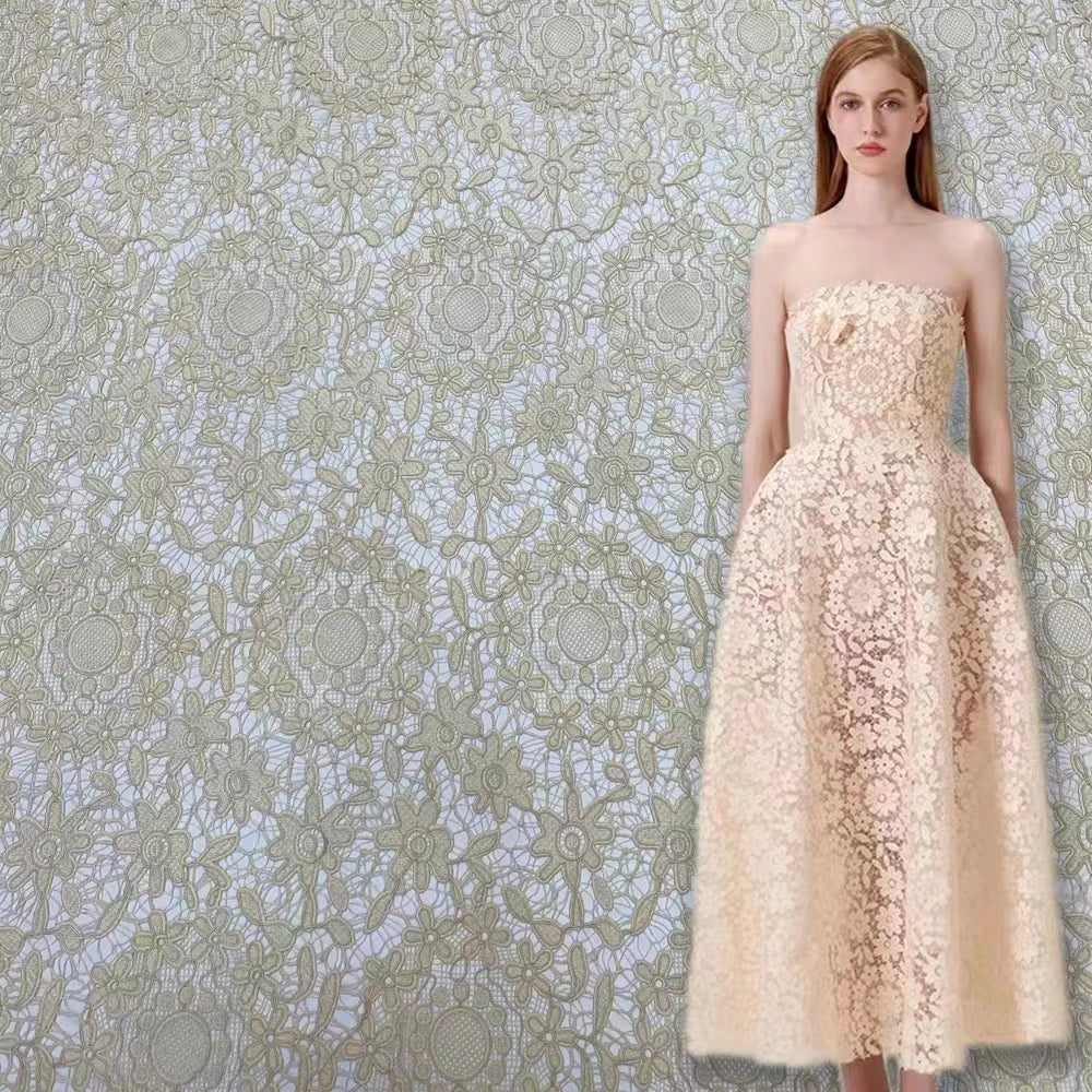 Либослар учун юқори сифатли гипур шнурли дантелли мато