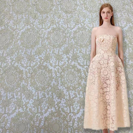 Либослар учун юқори сифатли гипур шнурли дантелли мато