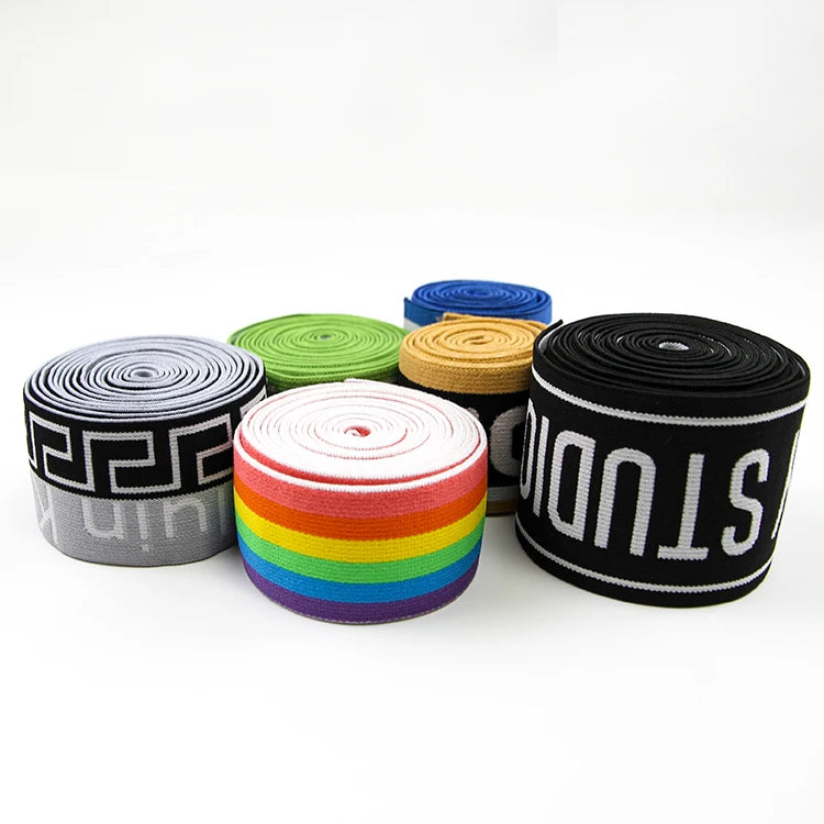 Ички кийим учун юқори сифатли нейлон жаккардли эластик тасма Эластик тўқув мослаштирилган босилган спорт кийимлари юмшоқ эластик камар