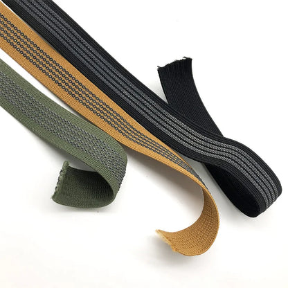 Юқори чидамлилик 25 мм 1 дюймли полестер каучук тасма, сирпанмайдиган чизиқли тўқилган эластик тўқув тасма