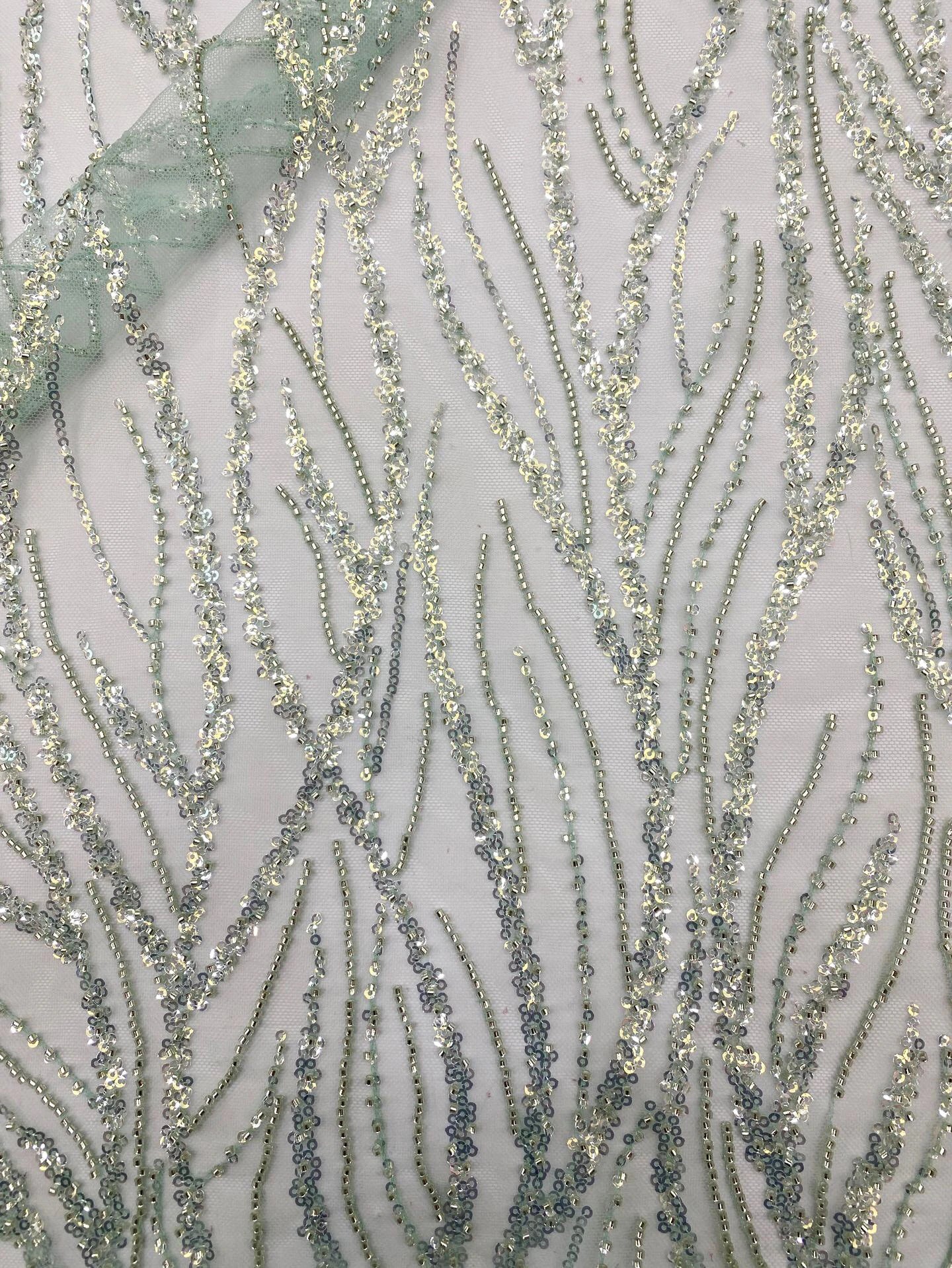 Янги баланд тол кумуш мунчоқлар кристалли каштадўзлик оддий чиройли гулли тўй либоси  гипур учун мато