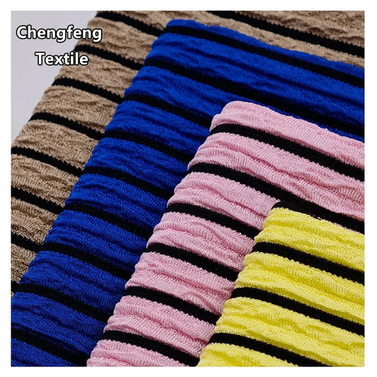 8045 # Чизиқли жаккард эластик полиэстер-спандекс трикотаж мата — аёллар ва болаларнинг кундалик кийимлари, бош кийимлар ва сувга тушиш кийимлари (купальник) учун мос материал