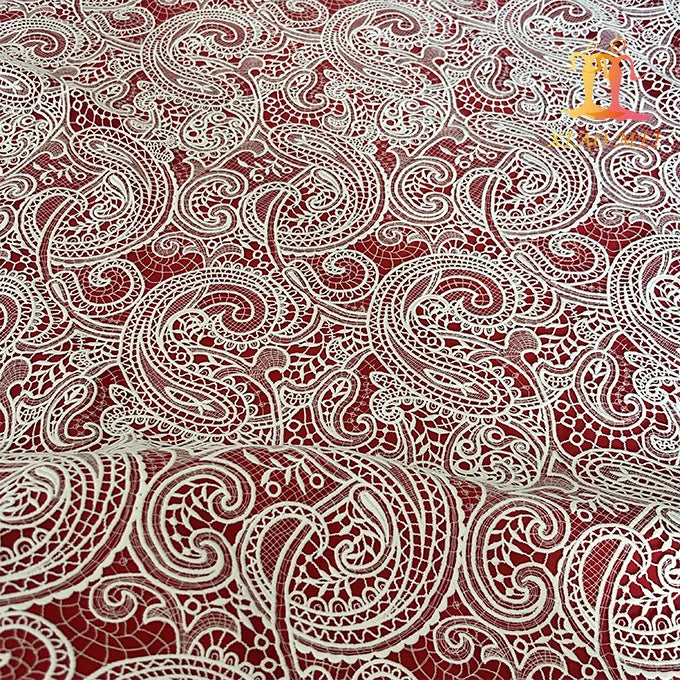 Юқори сифатли 100% Полестер Гипурли сувни ўрганувчи ажойиб кашта тикиш тўрли мато ХМ-ВЛ0163