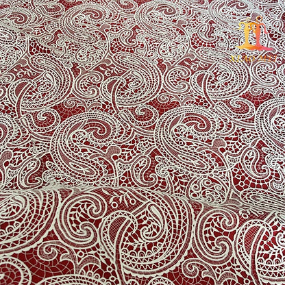 Юқори сифатли 100% Полестер Гипурли сувни ўрганувчи ажойиб кашта тикиш тўрли мато ХМ-ВЛ0163