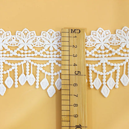 Кийим аксессуарларини безаш учун завод каштадўзлик дантелли тассел трим Полестер гипур дантел трим