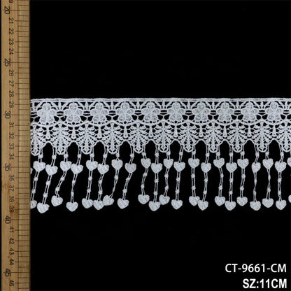 Полестер каштадўзлик эластик дантелли трим Оқ материал каштадўзлик пает гипур тўрли трим