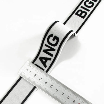 Махсус жаккард брендлари логотипи Юмшоқ кенг эластик тасмалар Трикотажли тўқилган эластик тасмали сутен