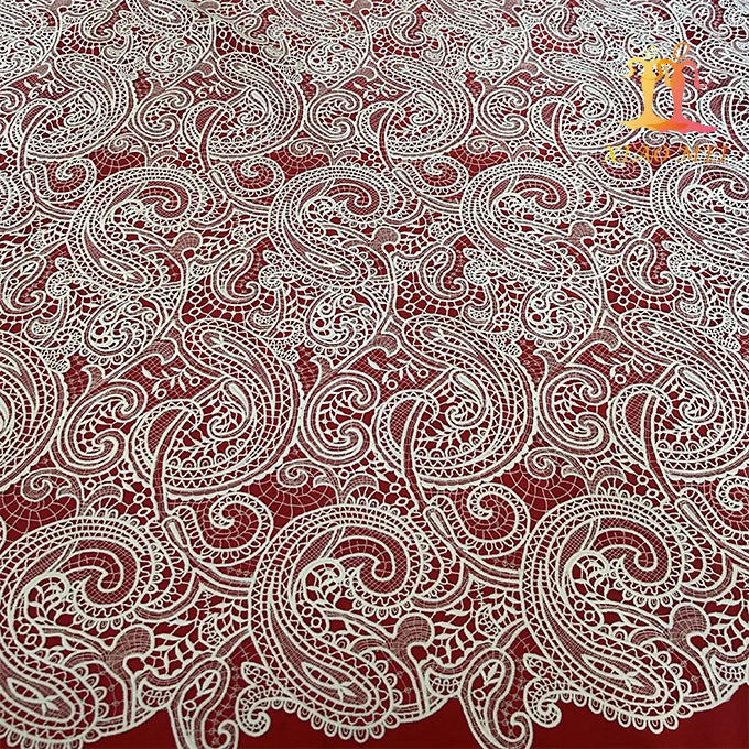 Юқори сифатли 100% Полестер Гипурли сувни ўрганувчи ажойиб кашта тикиш тўрли мато ХМ-ВЛ0163