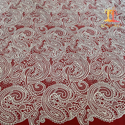 Юқори сифатли 100% Полестер Гипурли сувни ўрганувчи ажойиб кашта тикиш тўрли мато ХМ-ВЛ0163