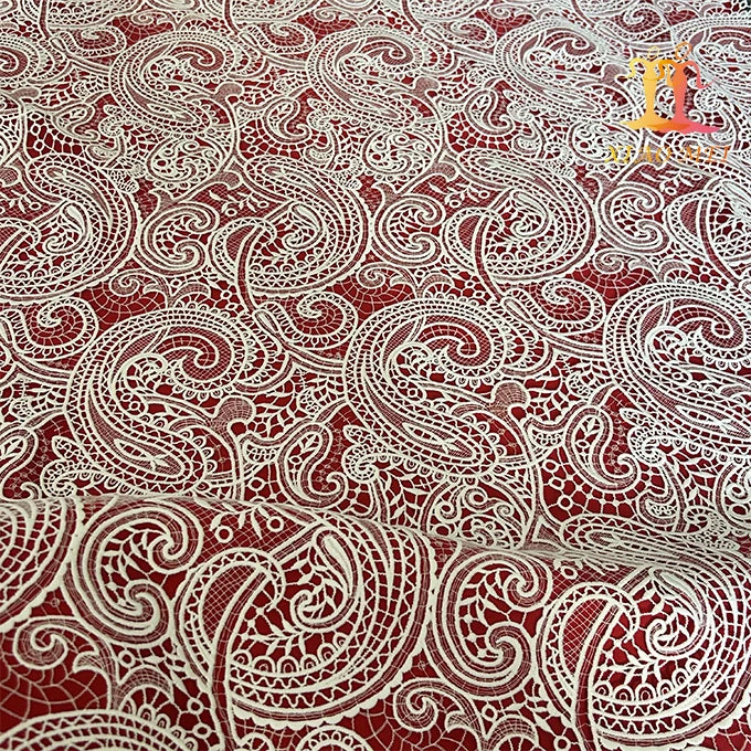 Юқори сифатли 100% Полестер Гипурли сувни ўрганувчи ажойиб кашта тикиш тўрли мато ХМ-ВЛ0163