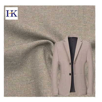 Завод ишлаб чиқариши — 300D катионлик («cationic») полиэстердан тайёрланган, жунга ўхшаш «хундстоут» (thousand bird / houndstooth) нақшли костюм матоси. Профессионал костюм ва формалар учун мос, юқори сифатли полиэстер мата