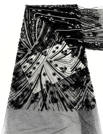 ҲФХ гипур тўр матоси тошли  шнурли тўрли мато кристалли 5 метрли либослар тикиш учун 4397