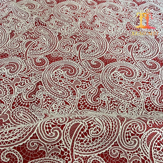 Юқори сифатли 100% Полестер Гипурли сувни ўрганувчи ажойиб кашта тикиш тўрли мато ХМ-ВЛ0163