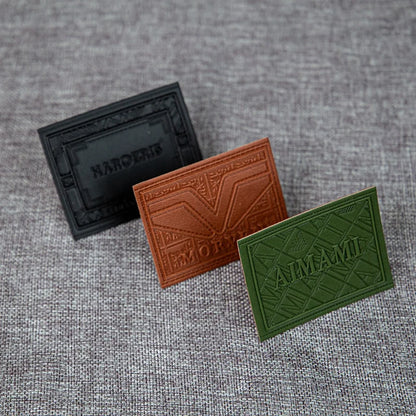 Кийим-кечак учун нақшли дизайн махсус рангли ПУ жинси тери патч