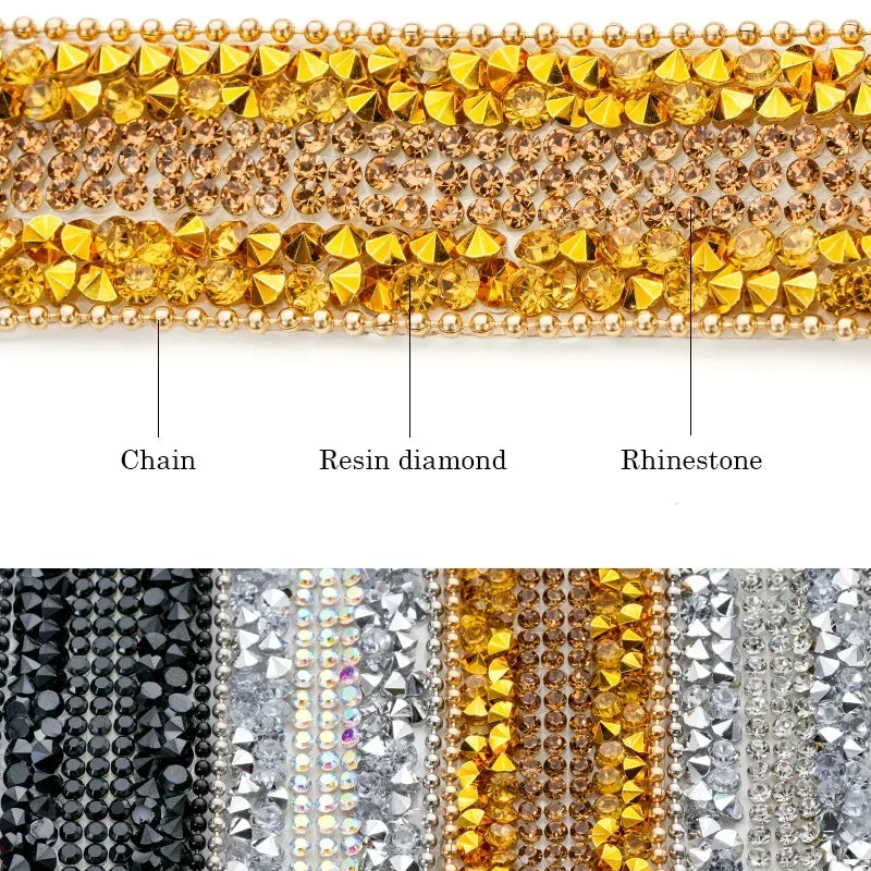 1Ярд 20мм Ҳот Фих Рҳинестоне Тримминг Ролл Глиттер Шиша Кристал Олмос Ҳот Фих тикув трими ДИЙ кийим-кечак ишлаб чиқариш учун