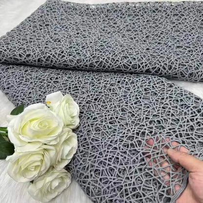 Тулли шнури гипур дантелли мато юқори сифатли лазерли ичи бўш дантелли мато тикиш учун