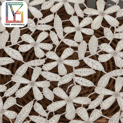 Юқори сифатли тўқима шнури тўрли гипур тўрли мато  сувда эрувчан дантелли мато кийим учун