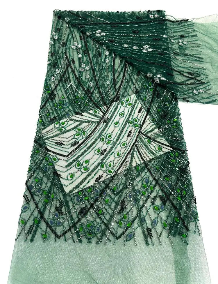 ҲФХ гипур тўр матоси тошли  шнурли тўрли мато кристалли 5 метрли либослар тикиш учун 4397