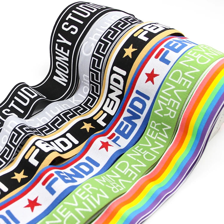 Ички кийим учун юқори сифатли нейлон жаккардли эластик тасма Эластик тўқув мослаштирилган босилган спорт кийимлари юмшоқ эластик камар