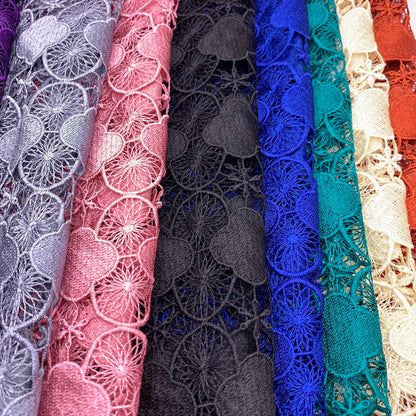 Юқори сифатли махсус рангли сувда эрувчан Дентелле қуруқ дантелли Африка гипуре тўй тўрли мато