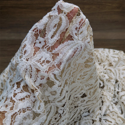 YY Юқори сифатли гулли пахта нейлон вискоза ҳашаматли кирпикли кашта тикилган шнурли гипур тўрли мато тўй ва аёллар кийими учун