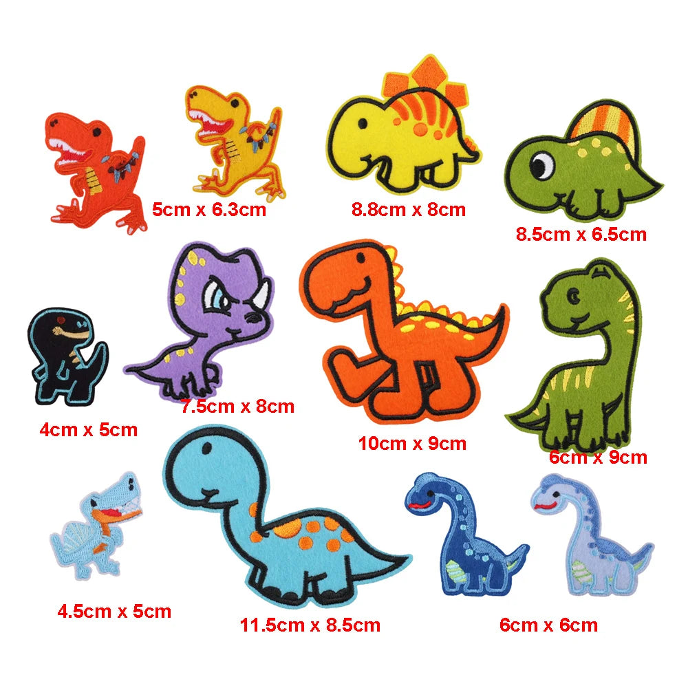 Яхши сифатли Каваии дизайнери мултфилм  динозавр  ўз-ўзидан ёпиштирувчи каштадўзлик болалар кийими ямоқлари аксессуарлари учун