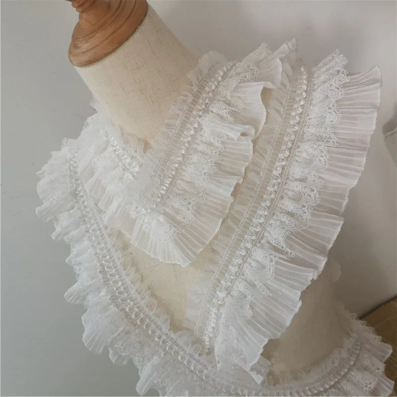 8СМ Кенг оқ 3Д дантелли апликация тикиш ёқа тасмали эластик жингалак трим кўйлак юбкалар бош кийим тикиш учун DIY гипур материаллари