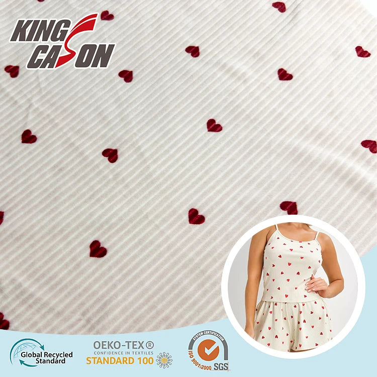 Супермягкая, быстросохнущая ткань из спандекса с двухсторонним рисунком в виде сердечек от KINGCASON — идеальный выбор для ночного и домашнего белья.