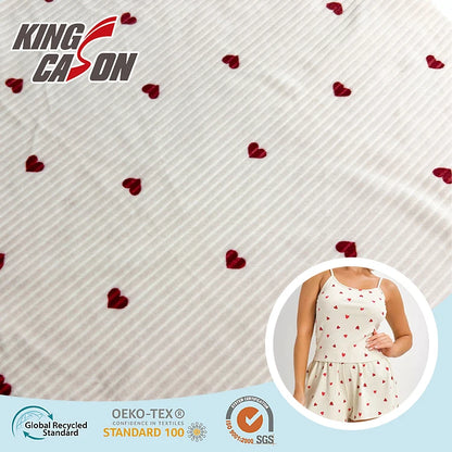Супермягкая, быстросохнущая ткань из спандекса с двухсторонним рисунком в виде сердечек от KINGCASON — идеальный выбор для ночного и домашнего белья.
