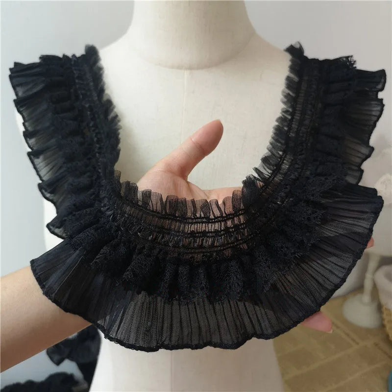 8СМ Кенг оқ 3Д дантелли апликация тикиш ёқа тасмали эластик жингалак трим кўйлак юбкалар бош кийим тикиш учун DIY гипур материаллари