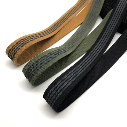 Юқори чидамлилик 25 мм 1 дюймли полестер каучук тасма, сирпанмайдиган чизиқли тўқилган эластик тўқув тасма