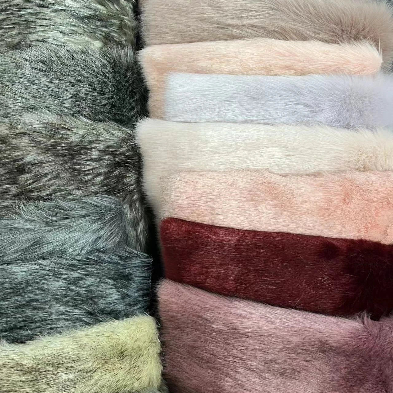 Турли услубдаги, юқори сифатли, баланд юнли аралаш вазнли жасси (sun’iy) мех мати — мода кийимлари ва пальтолар учун