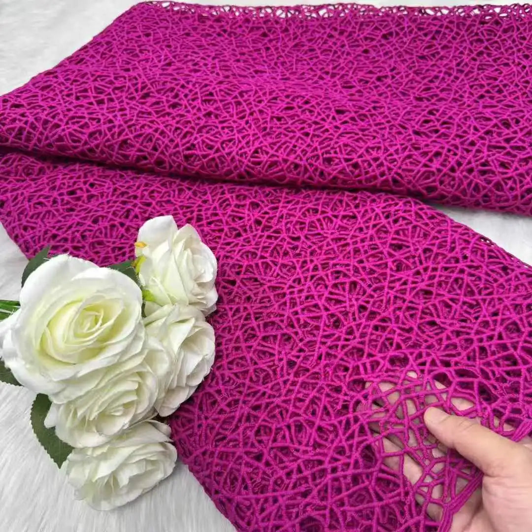 Тулли шнури гипур дантелли мато юқори сифатли лазерли ичи бўш дантелли мато тикиш учун
