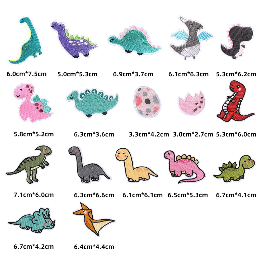 Яхши сифатли Каваии дизайнери мултфилм  динозавр  ўз-ўзидан ёпиштирувчи каштадўзлик болалар кийими ямоқлари аксессуарлари учун