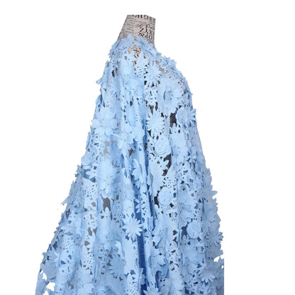 RTS Sky Baby пушти гулли шнурли дантелли мато 3Д гипур каштаси тўй либоси аплике мато