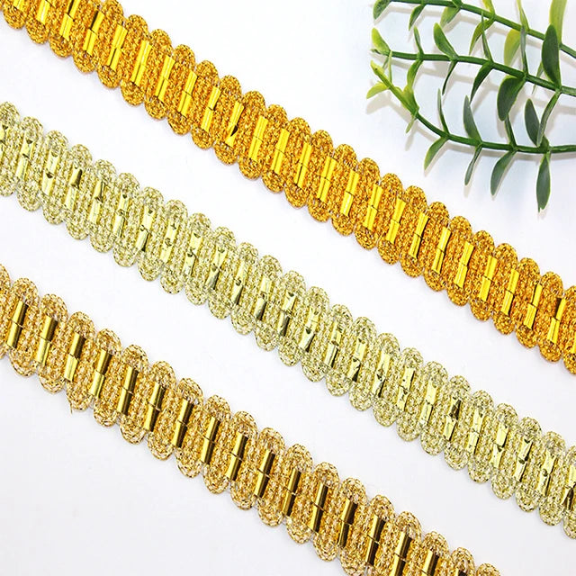 Гипур тўрли трим Ретро каштадўзлик Рангли лента тўлқинли олтин дантелли кийим аксессуарлари