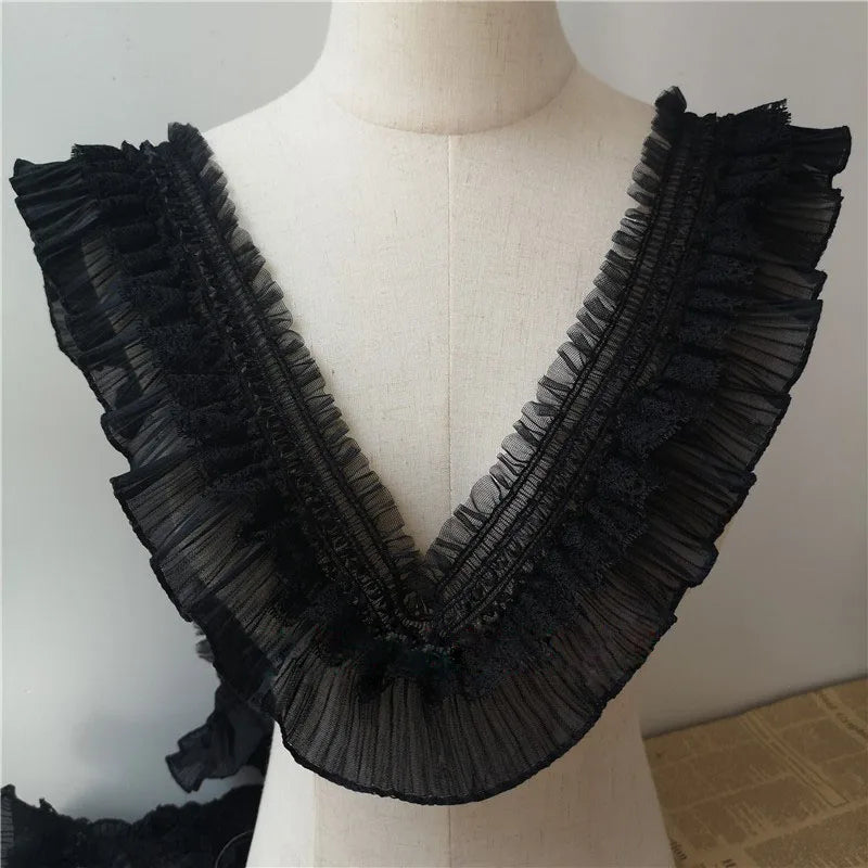 8СМ Кенг оқ 3Д дантелли апликация тикиш ёқа тасмали эластик жингалак трим кўйлак юбкалар бош кийим тикиш учун DIY гипур материаллари