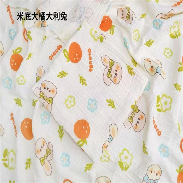 Болалар маҳсулотлари ва ётоқ жиҳозлари учун мўлжалланган 100% пахтадан тайёрланган икки қатламли муслин (газли) материал — рақамли босмага эга, юмшоқ, чўзиладиган ва майин поплин мато