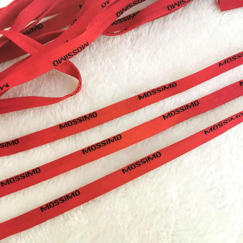 ВЗ006 Ишлаб чиқарувчи етказиб берувчи жаккард қувур тасмаси қора логотипли тўқилган қизил бренд кийими учун юқори сифатли тўқув