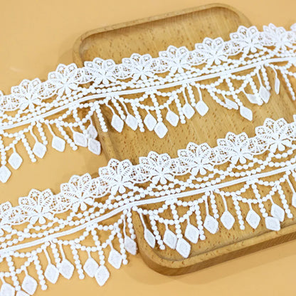 Кийим аксессуарларини безаш учун завод каштадўзлик дантелли тассел трим Полестер гипур дантел трим