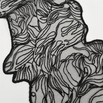 Либослар учун тикилган дантелли безакли юқори сифатли қора гипур кимёвий тўрли дантелли трим Нафис кашта тикиш техникаси