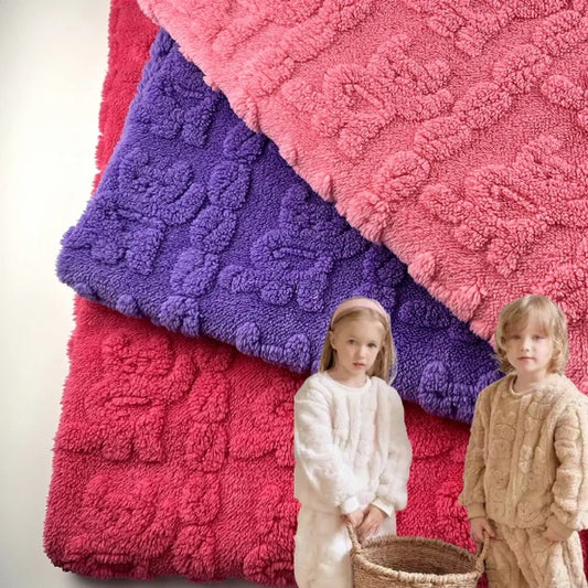 Болалар учун 100% полиэстердан тикилган жаккард флис матосидан ясалган мультфильм нақшли пижама