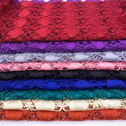 Юқори сифатли махсус рангли сувда эрувчан Дентелле қуруқ дантелли Африка гипуре тўй тўрли мато