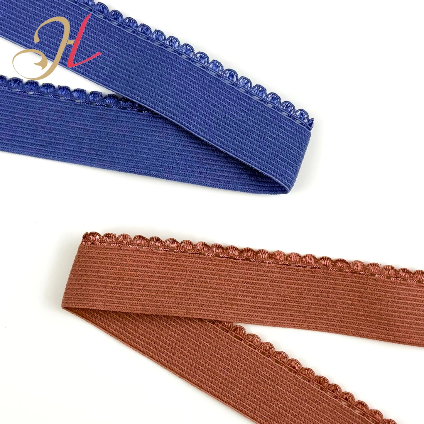 Шантоу эластик фабрикаси 2,1 см рангли очиқ толали ярим ой дантелли эластик тасмасини мослаштиради