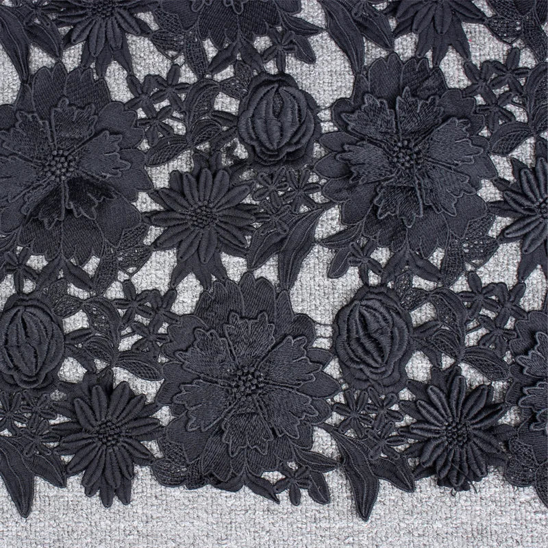 RTS Sky Baby пушти гулли шнурли дантелли мато 3Д гипур каштаси тўй либоси аплике мато