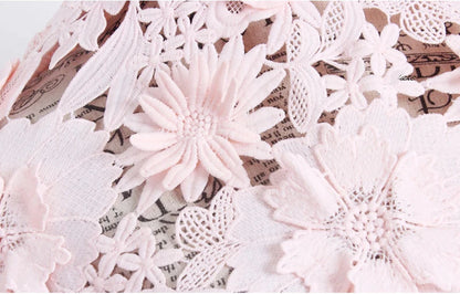 RTS Sky Baby пушти гулли шнурли дантелли мато 3Д гипур каштаси тўй либоси аплике мато