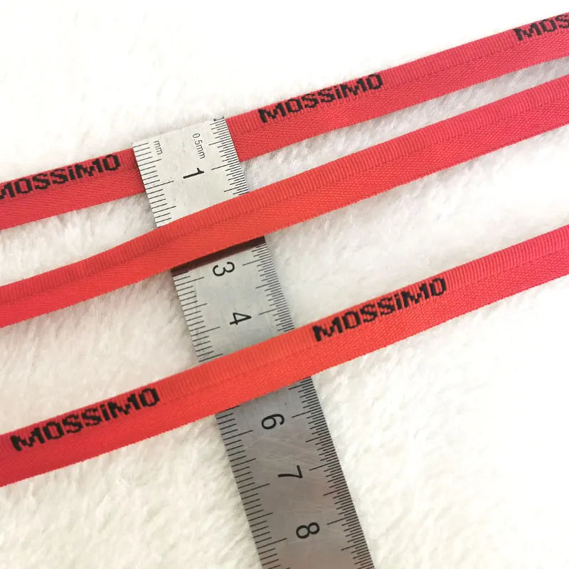 ВЗ006 Ишлаб чиқарувчи етказиб берувчи жаккард қувур тасмаси қора логотипли тўқилган қизил бренд кийими учун юқори сифатли тўқув