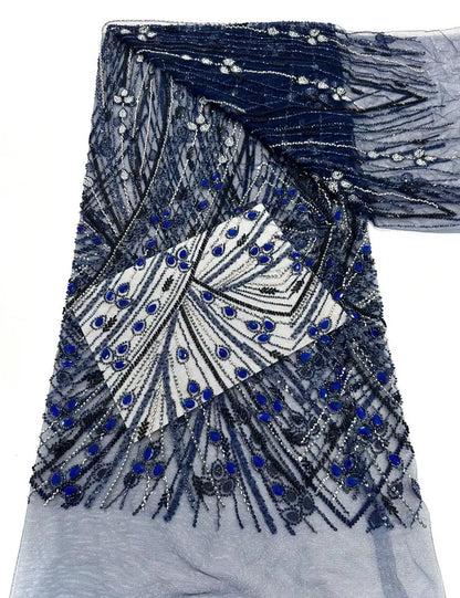 ҲФХ гипур тўр матоси тошли  шнурли тўрли мато кристалли 5 метрли либослар тикиш учун 4397